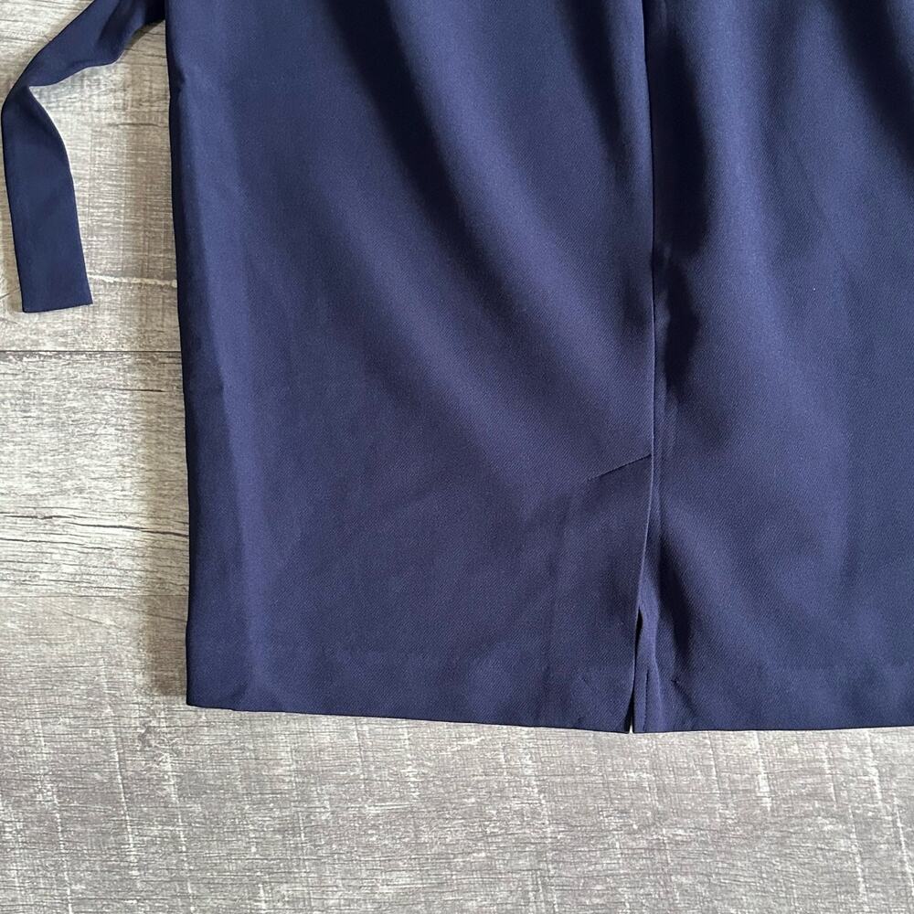 Liz Claiborne Tie Belt A Line Skirt Womens 16 Navy Blue Paperbag Waist Career - Picture 6 of 9